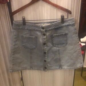 Denim Button-Front Skirt